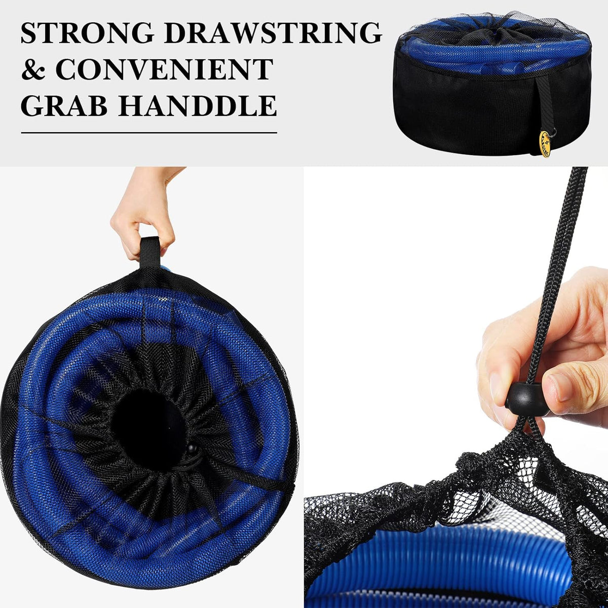 6 Pieces RV Hose Storage Bag with Rubber Identification Tags, Black M589381