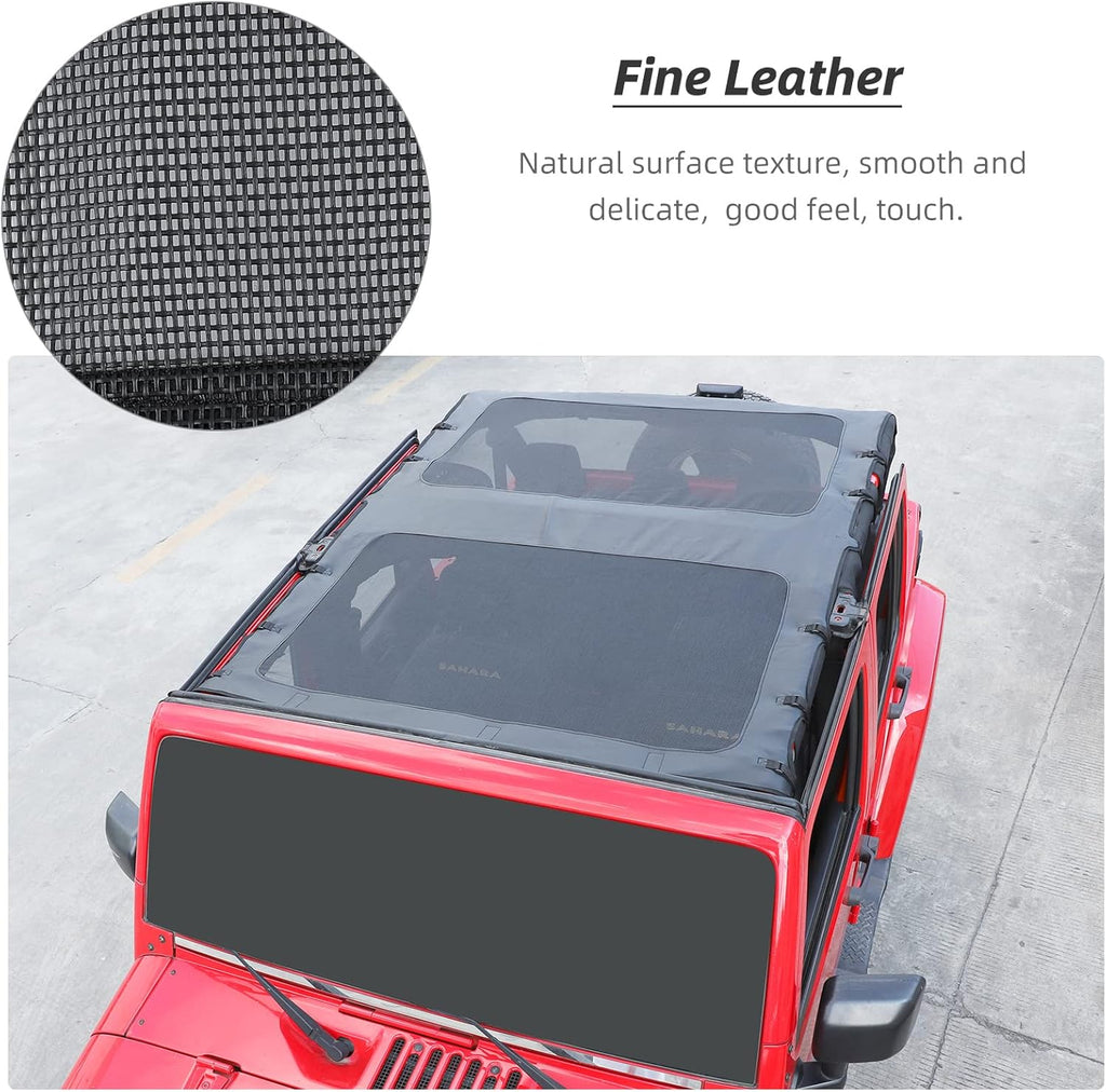 Soft Top Sunshade Full Length Mesh Sun Shade Cover for 2007-2017 Jeep Wrangler JKU O58784