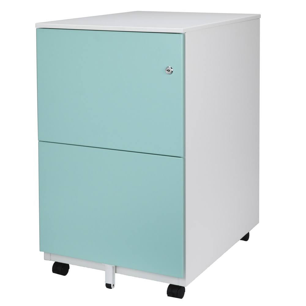 Blue 2-Drawer Metal Mobile File Cabinet L594