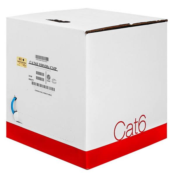 Plenum Cat6 23AWG Solid Bare Copper 1000ft Ethernet Cable Blue Q623739