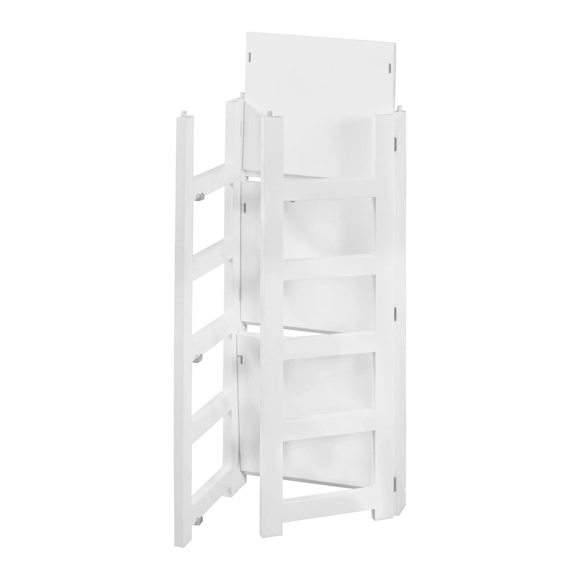 White/Black Folding Bookcase with Fabric Bins P7931
