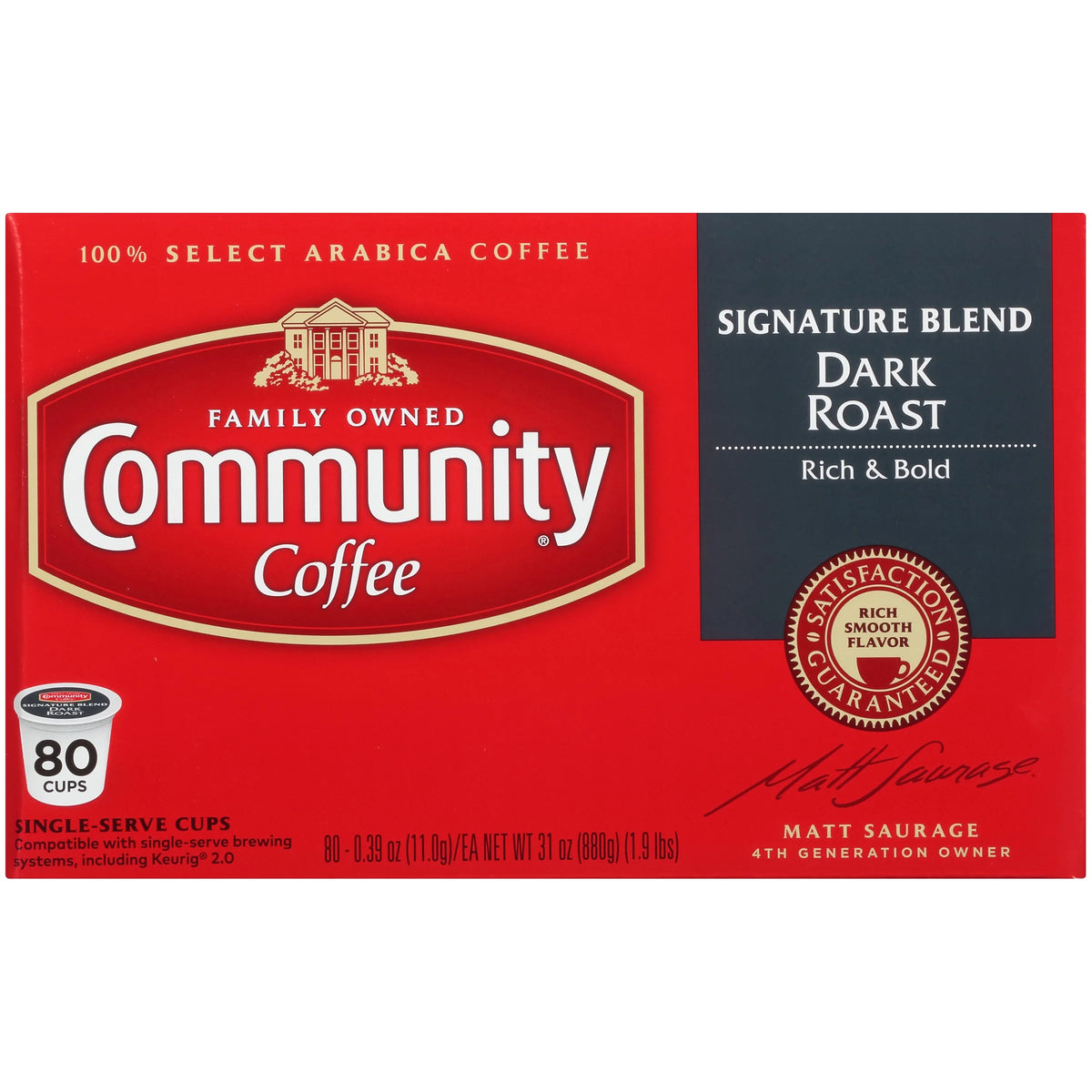Dark Roast Coffee Single-Serve Cups 80 ct Box C4473
