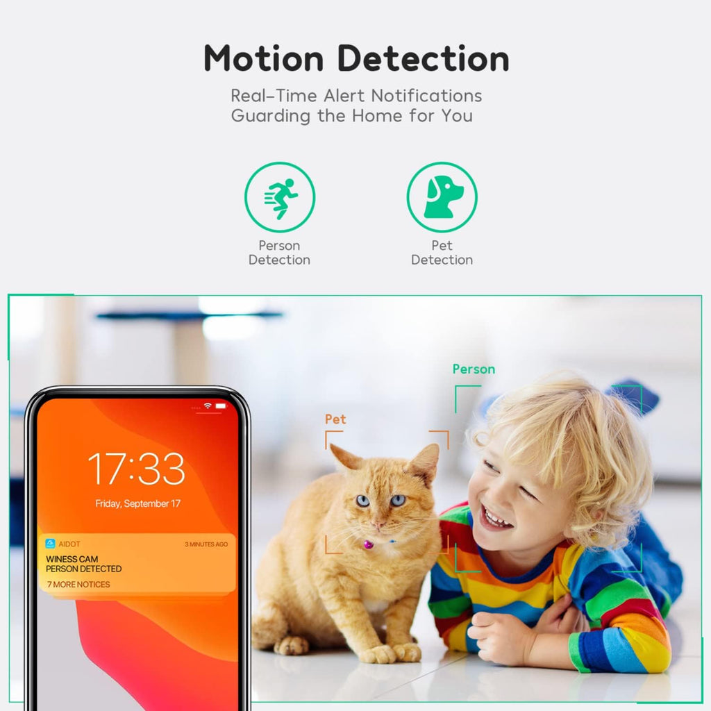 Indoor Security Camera Baby Monitor Wi-Fi Smart Home Camera 1080P HD Motion Detection 2-Way Audio Night Vision Pack of 2 P1958