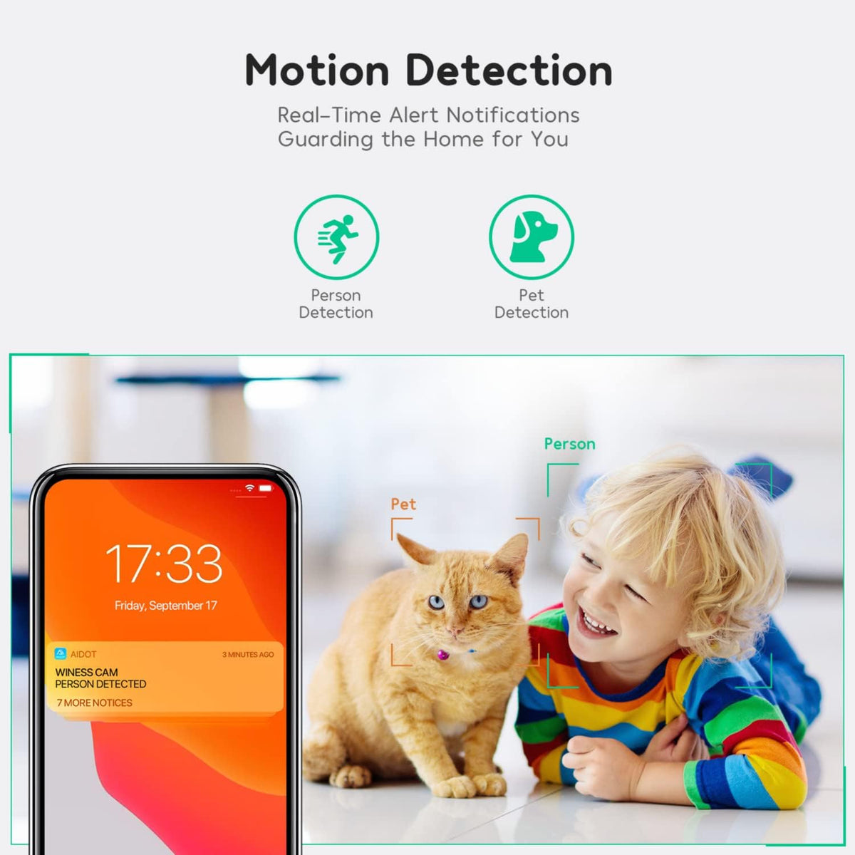 Indoor Security Camera Baby Monitor Wi-Fi Smart Home Camera 1080P HD Motion Detection 2-Way Audio Night Vision Pack of 2 P1958