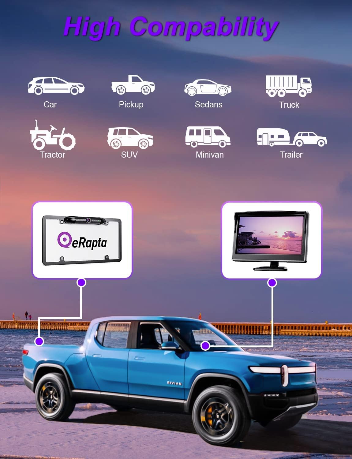 1080P Wired Backup Camera with 5 Inch Monitor, Pack of 2 P27136