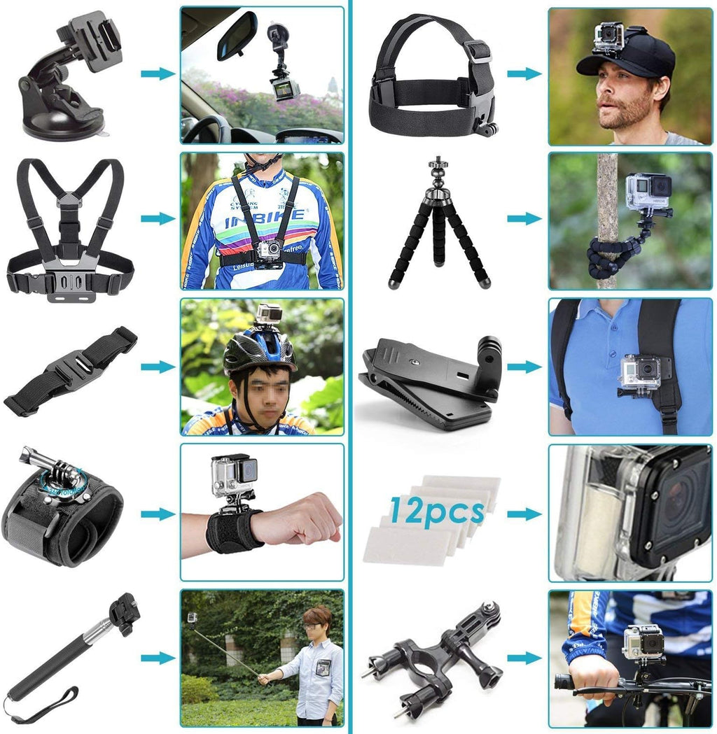 HERO8 Black Digital Action Camera - Waterproof, Touch Screen, 4K UHD Video, 12MP Photos, Stabilization - 16GB Card - with 50 Piece Accessory Kit P41967