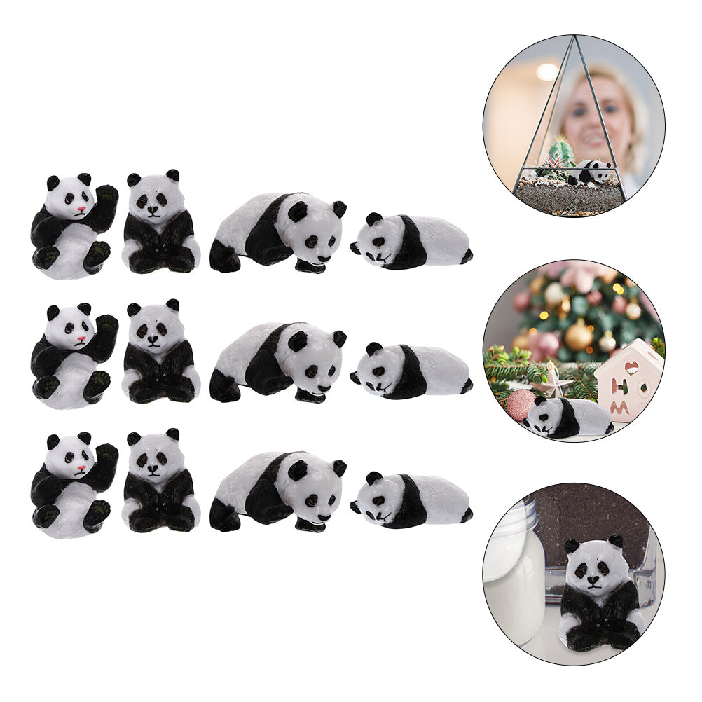 12Pcs Miniature Panda Dolls E505