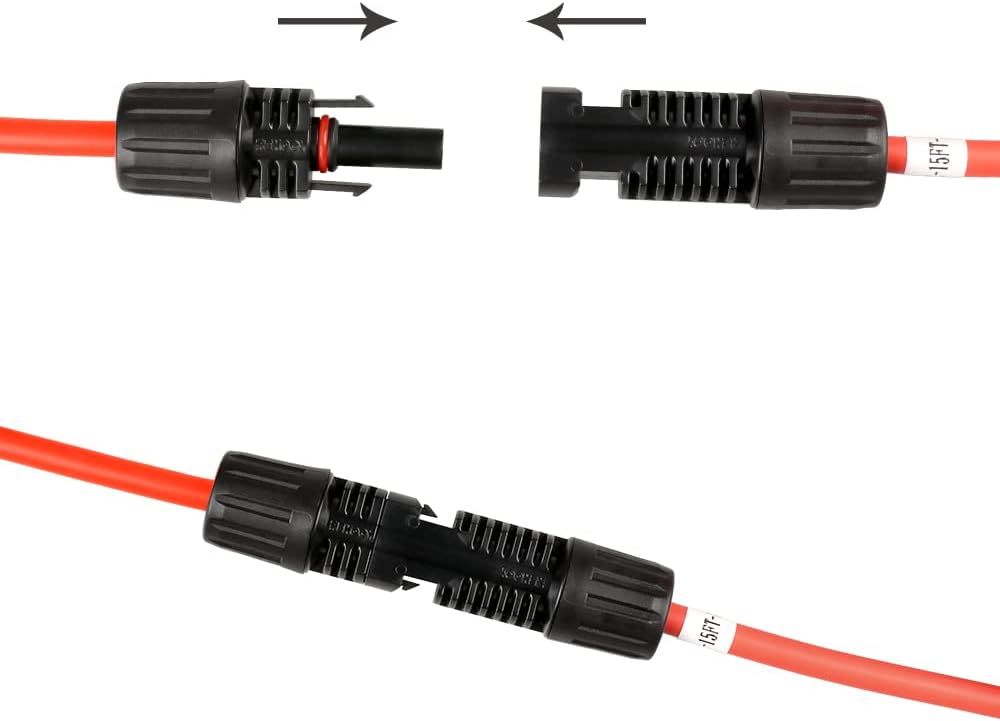 Solar Panel Extension Cable 20 Feet 12AWG with Female and Male Connector Pack of 2 Z930