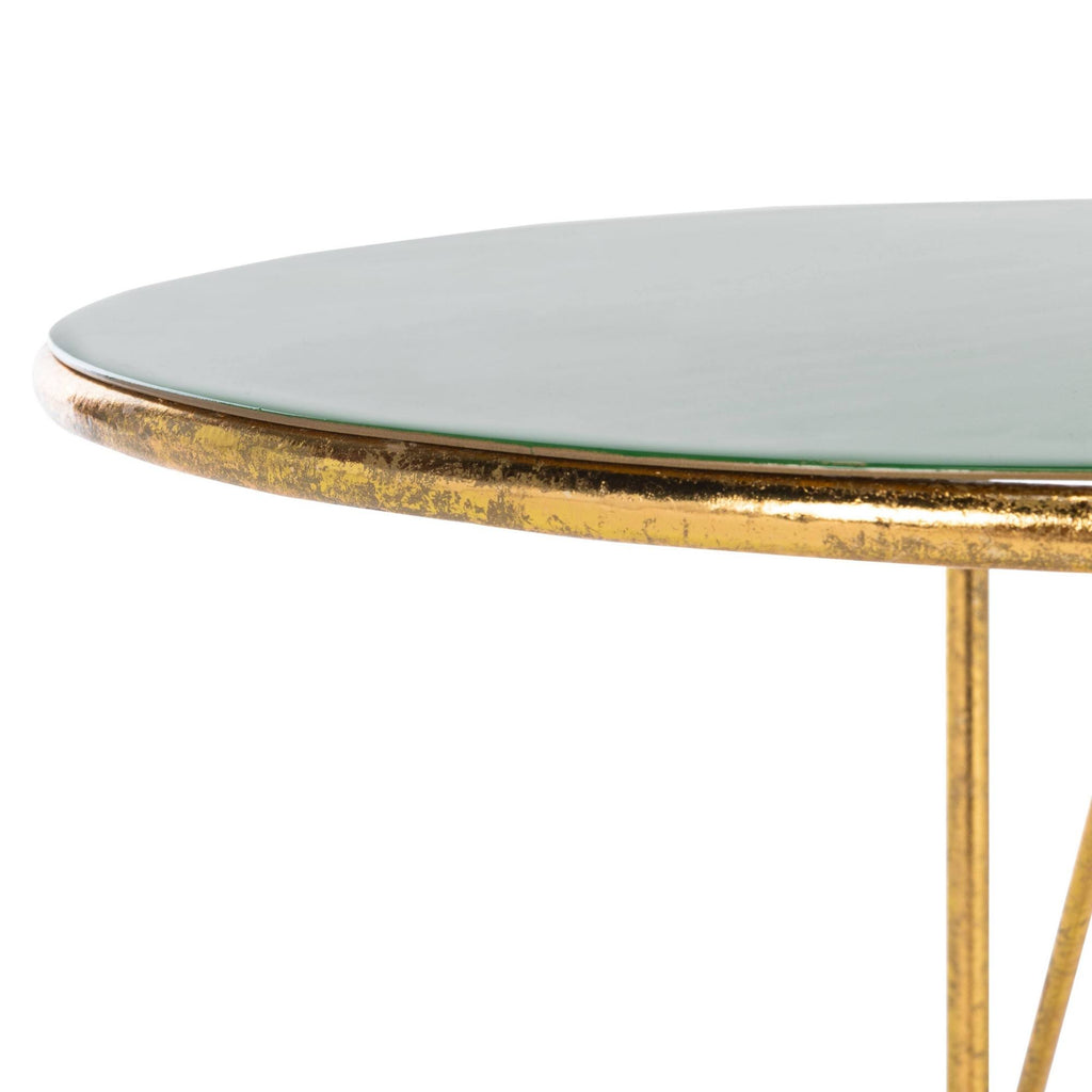 Hunter Green and Gold Round C Table R2787