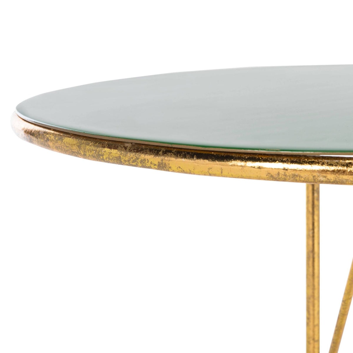 Hunter Green and Gold Round C Table R2787