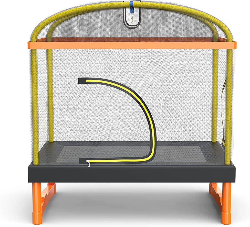 6.5ft 4-in-1 Mini Rectangular Trampoline with Safety Net Enclosure, Padding, Zipper R74002