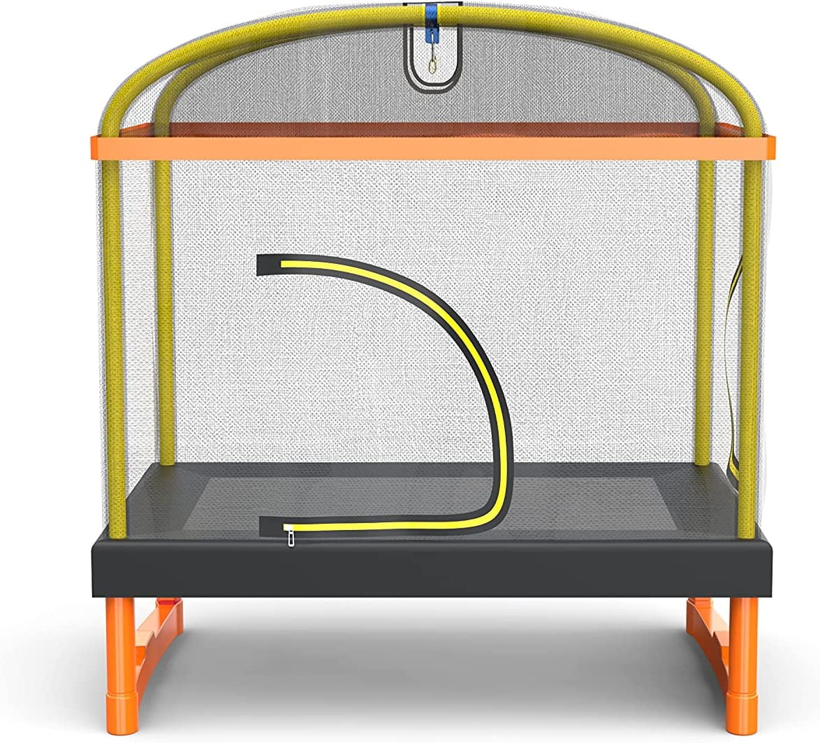6.5ft 4-in-1 Mini Rectangular Trampoline with Safety Net Enclosure, Padding, Zipper R74002