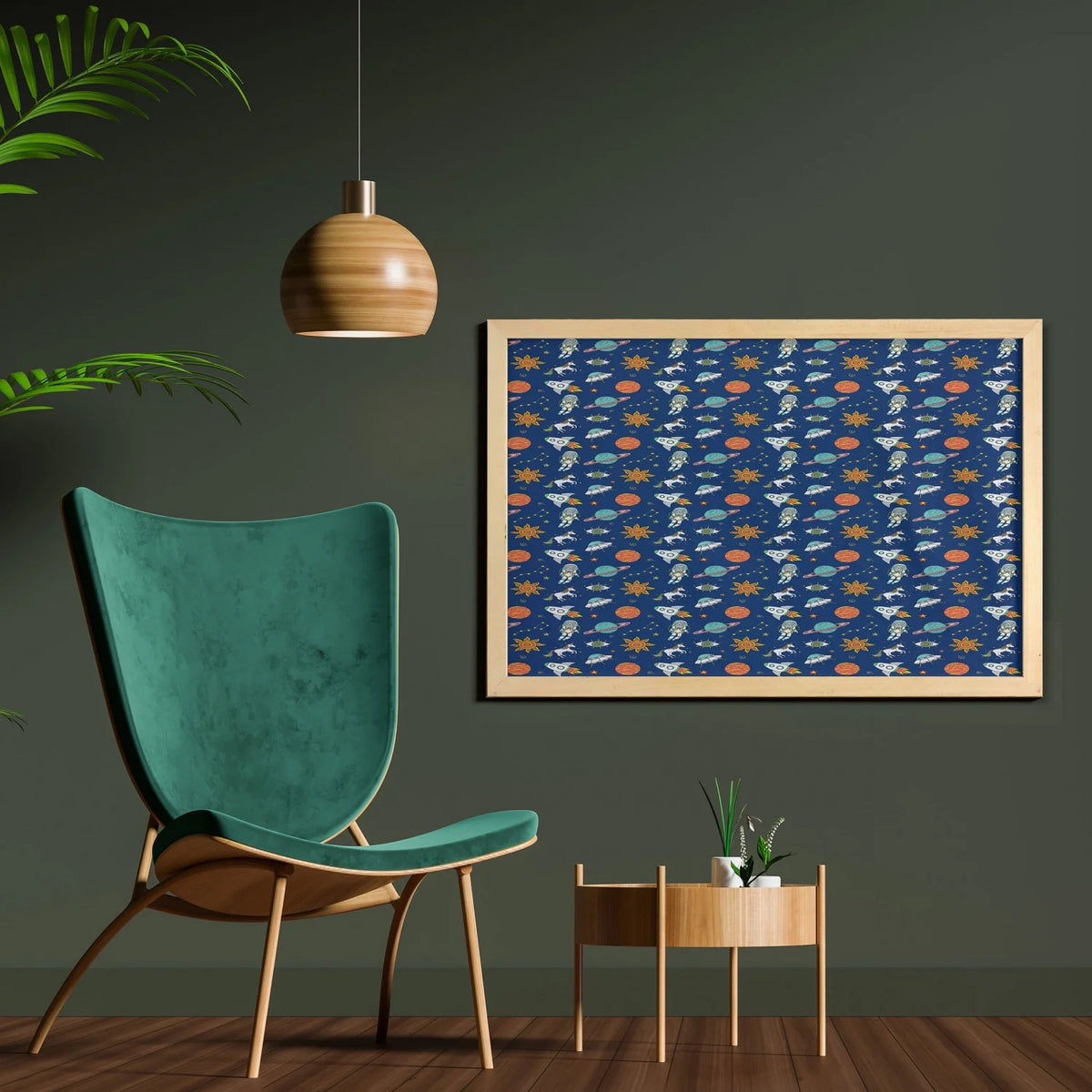 Multicolor Printed Fabric Wall Art with Frame Z8717