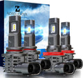 9005+H11 LED Headlight Bulb Combo (2 Sets) Fanless 6500K Cool White Halogen Replacement Pack of 2 E588