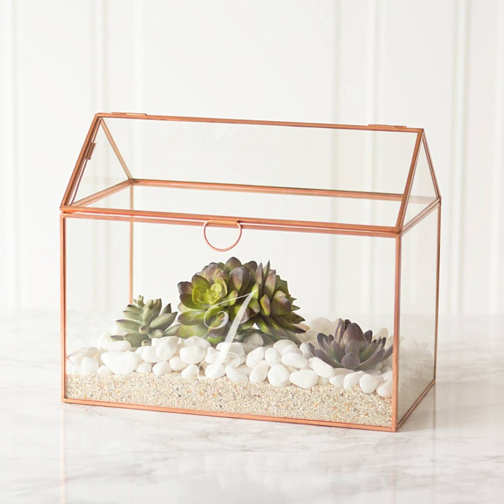 Rose Gold Glass Terrarium Card Holder L906980