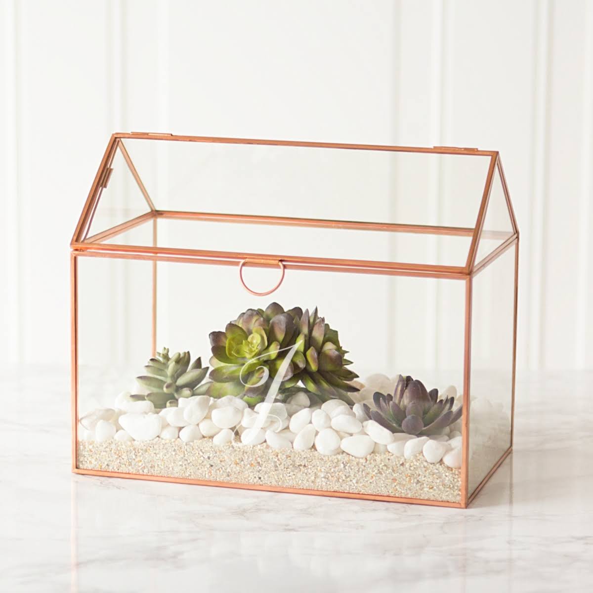 Rose Gold Glass Terrarium Card Holder L906980