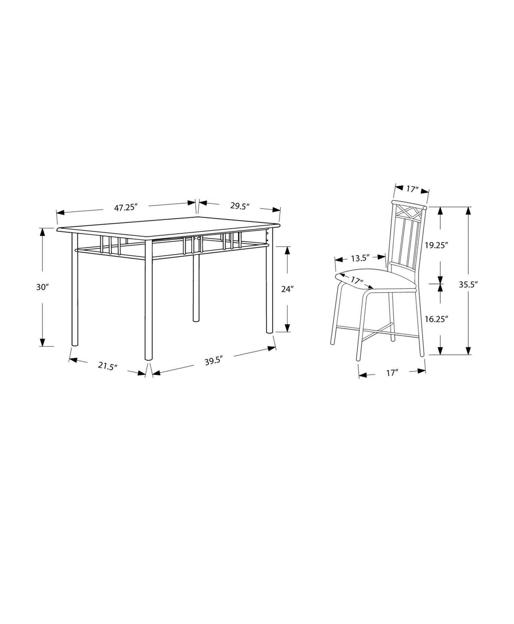 5pcs Grey Foam Metal Leather Look Dining Set C5922