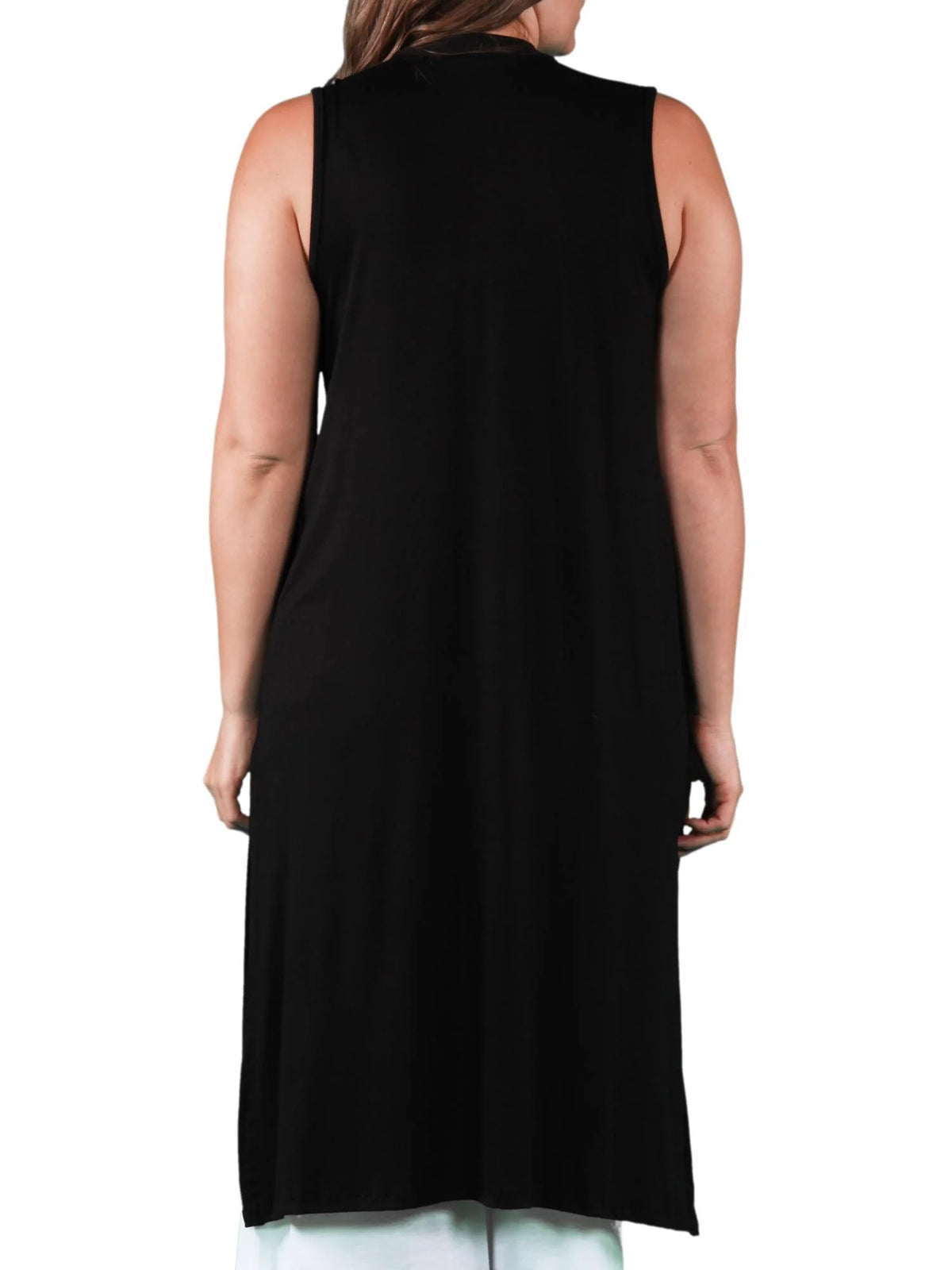Plus Size Long Sleeveless Cardigan Vest Z8713