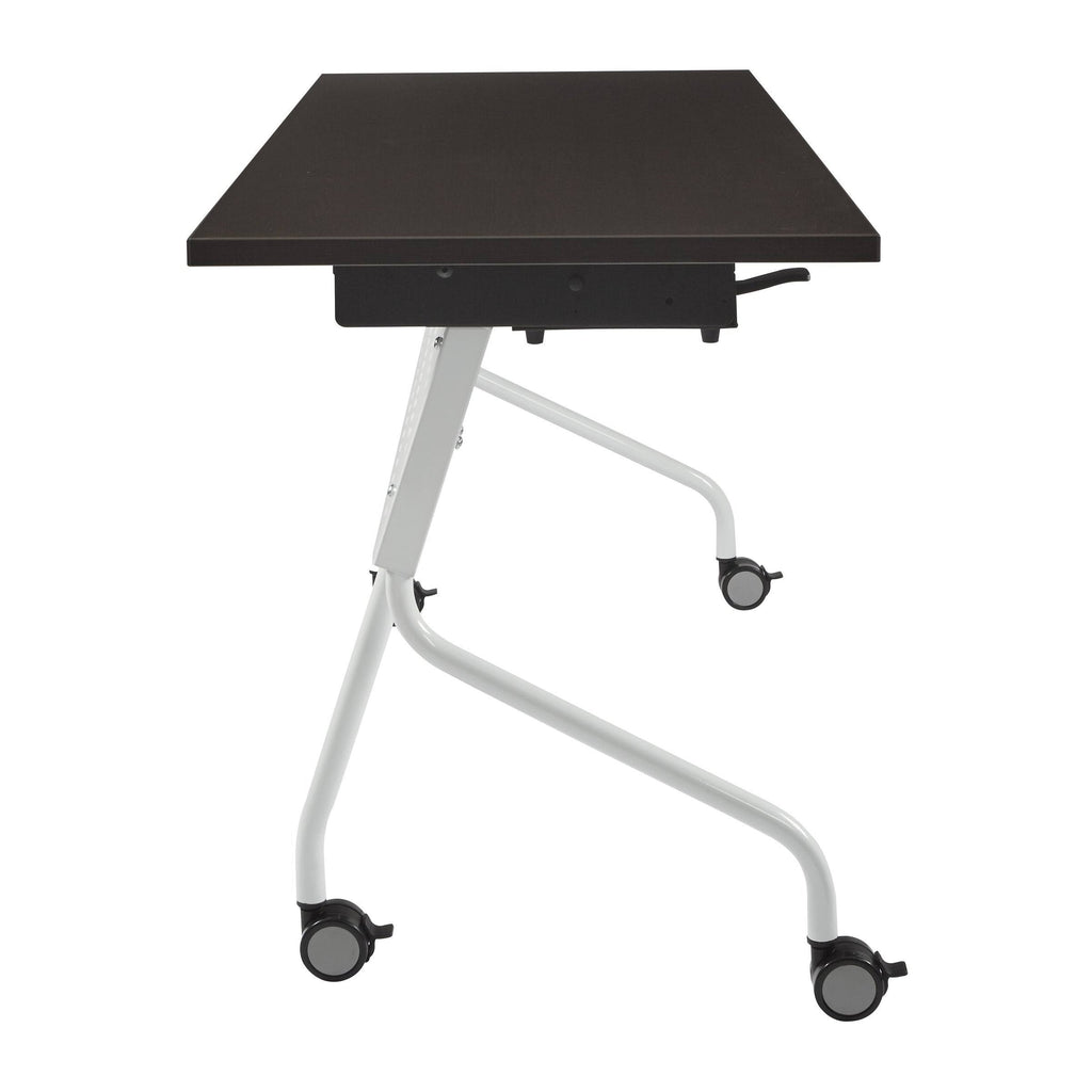 Espresso Flip-Top Training Table 60 x 24 with White Frame Y2731