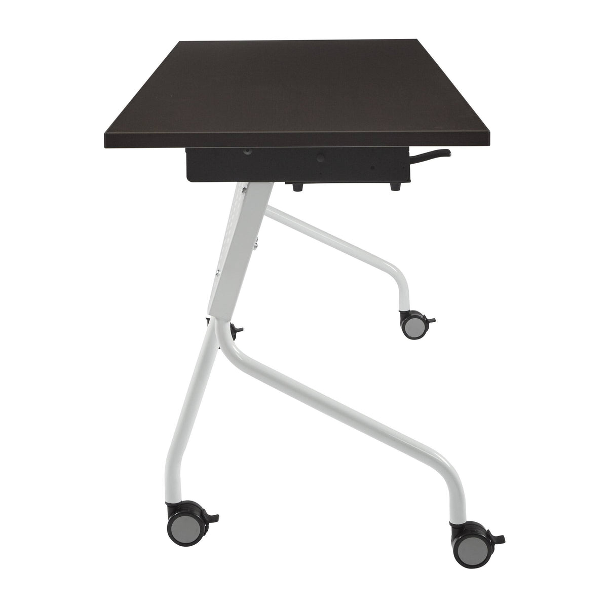 Espresso Flip-Top Training Table 60 x 24 with White Frame Y2731