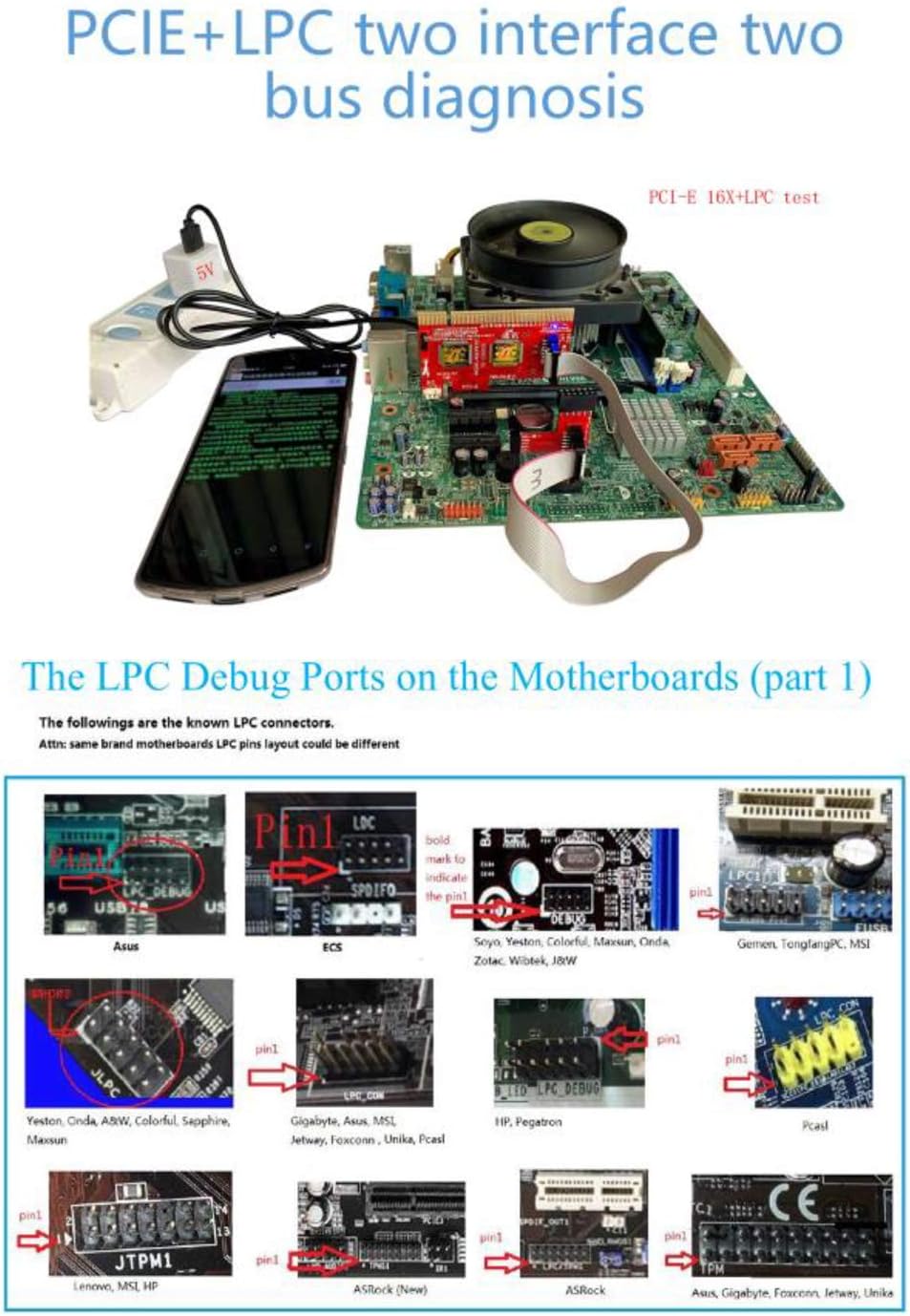 V8 Multifunction Laptop and Desktop PC Post Diagnostic Test Card Y374290