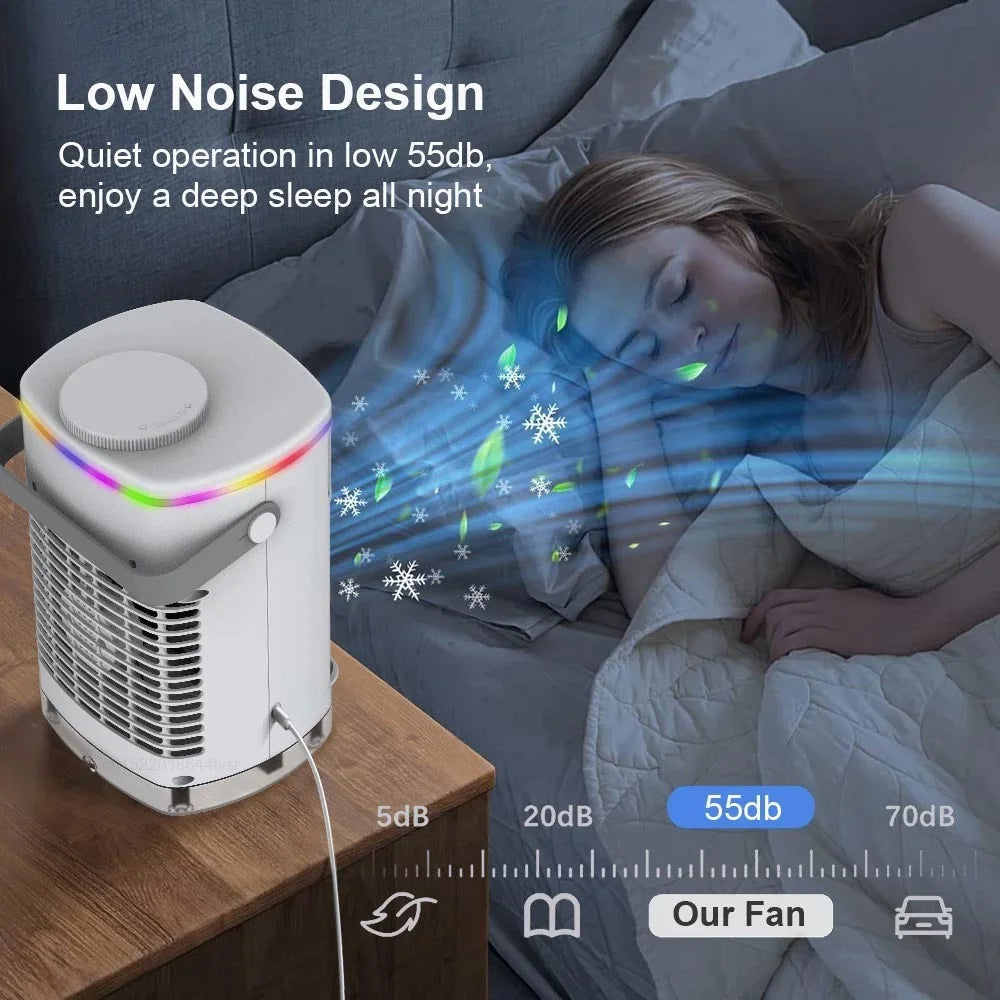 White USB Air Cooler Fan with 3-speed Adjustable, Low Noise, Water Tank M9767