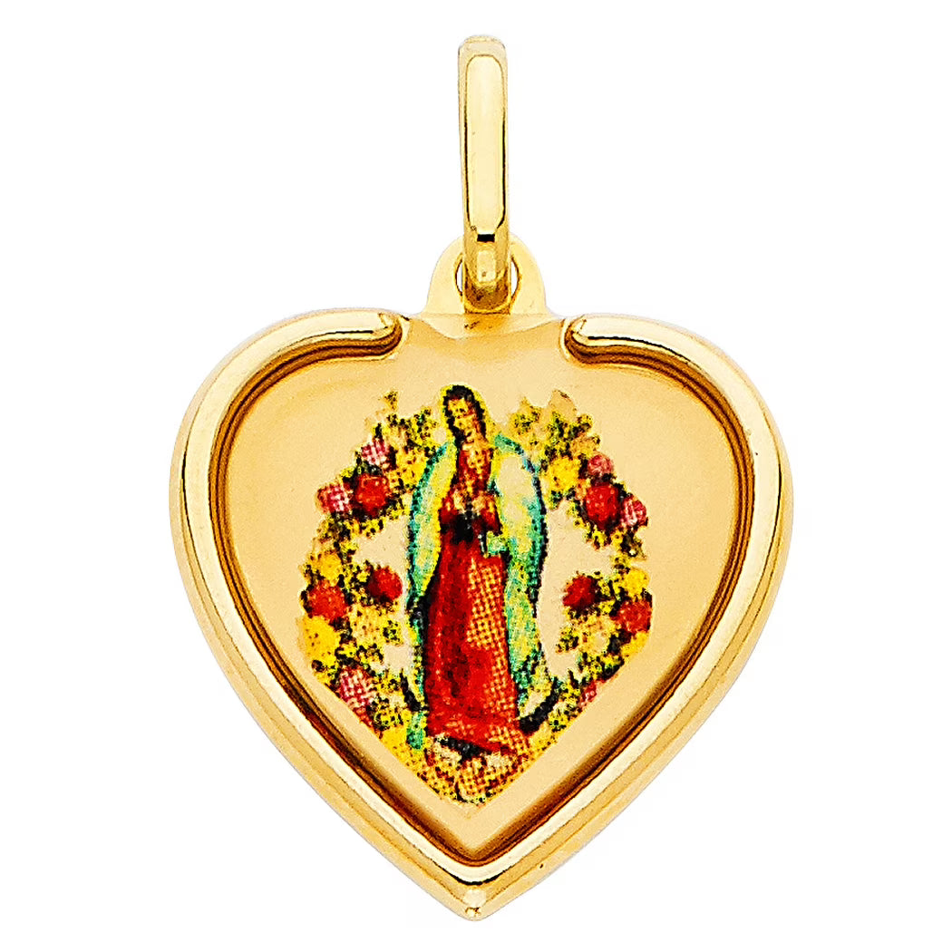 14k Gold Our Lady Of Guadalupe Pendant Necklace 19x18mm 1.1 Grams E46447