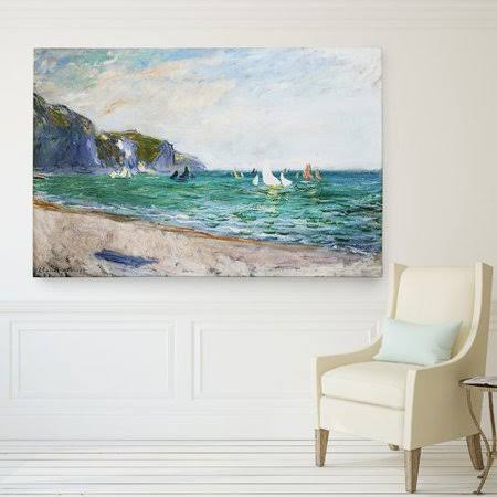 Sailboats Near The Sea Print, 20 inch H x 24 inch W x 1.5 inch D, White D740369