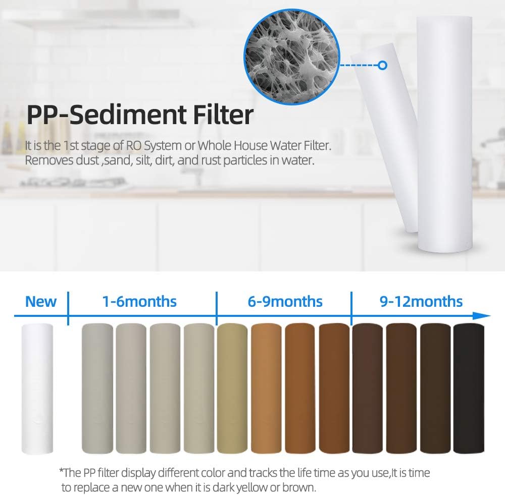 10 Inch Whole House Replacement Water Filters Set with PP Sediment and Carbon Block, 5 Micron, Pack of 2 A166