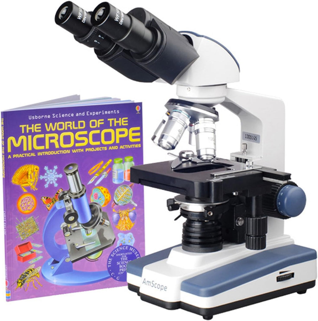 Binocular Compound Microscope, 40X-2000X Magnification, LED Illumination, Abbe Condenser, Double-Layer Mechanical Stage E6913