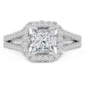 Princess Diamond Radiant Halo Engagement Ring in 14K White Gold - Size 7 V71915
