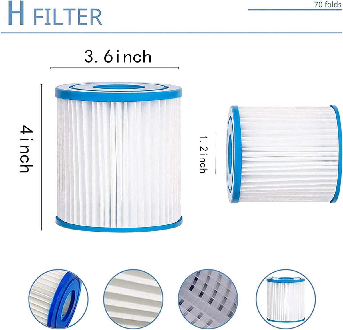 Pool Filter Pump with 1 Filter Cartridge, Type H Cartridges-4 Pcs, Pack of 2 M2884