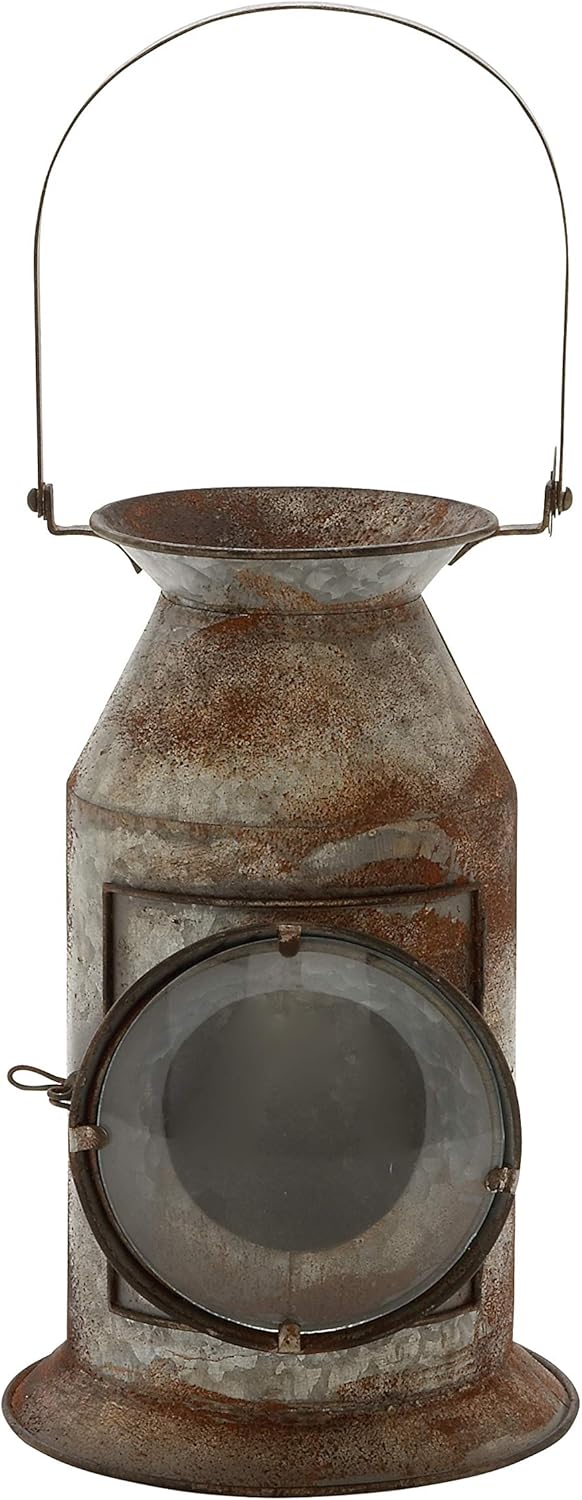 Distressed Metal Glass Candle Lantern, Pack of 2 G1130