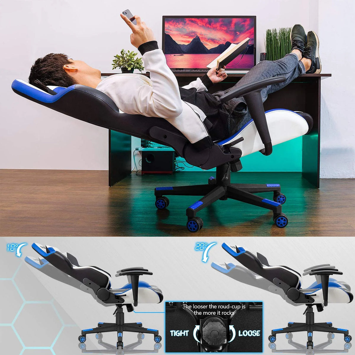 Ergonomic High Back PU Leather Gaming Chair J42769