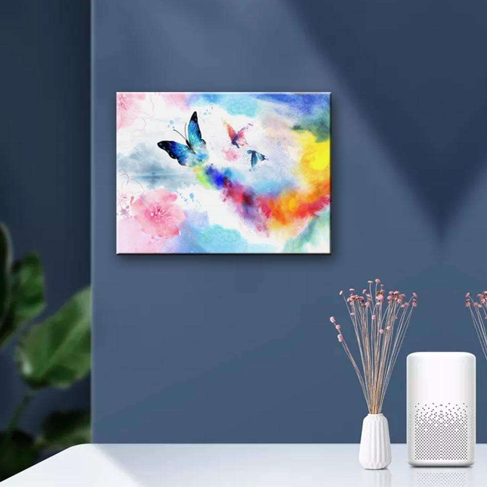 Colorful Butterfly Framed Canvas Wall Art (16'' x 24'') O116
