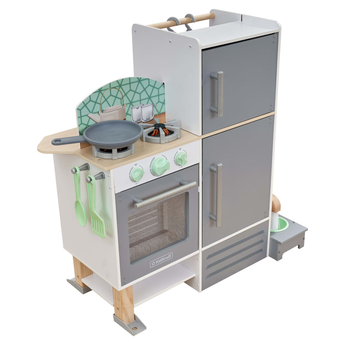 Wooden 2-in-1 Kitchen & Laundry Play Set with 10 Accessories M536