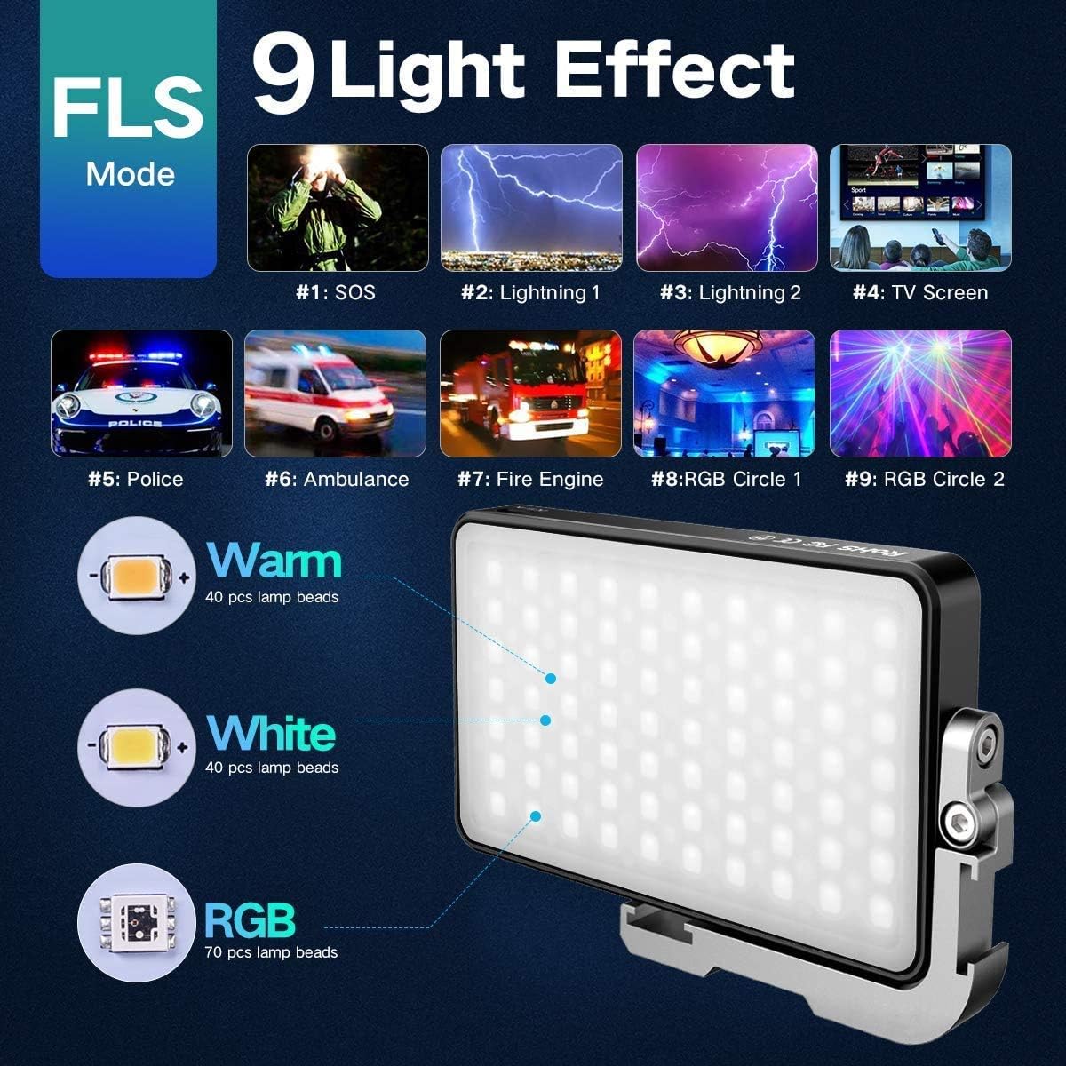 Portable On Camera Light, 2600-10000K 12W Full Color LED Light Panel K236