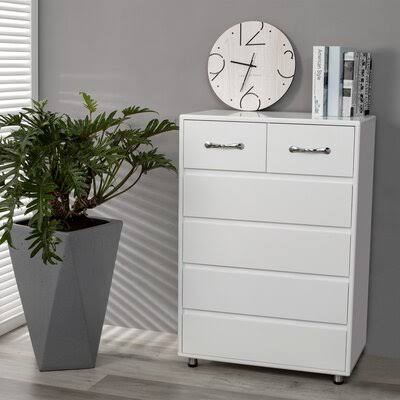 White 6 Drawer Storage Cabinet W289