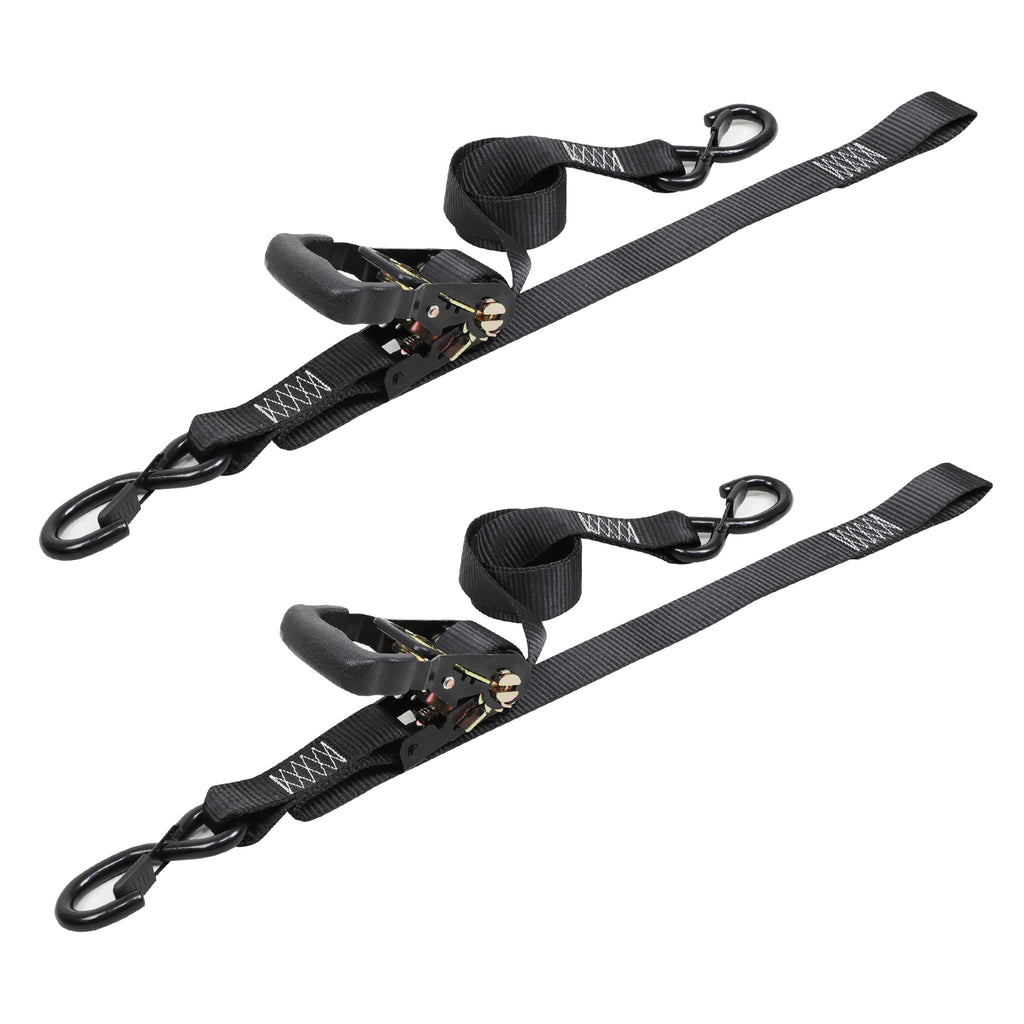 3333Lb Break Strength Cam Buckle Tie Down Straps, 2 Packs, Black Y62320