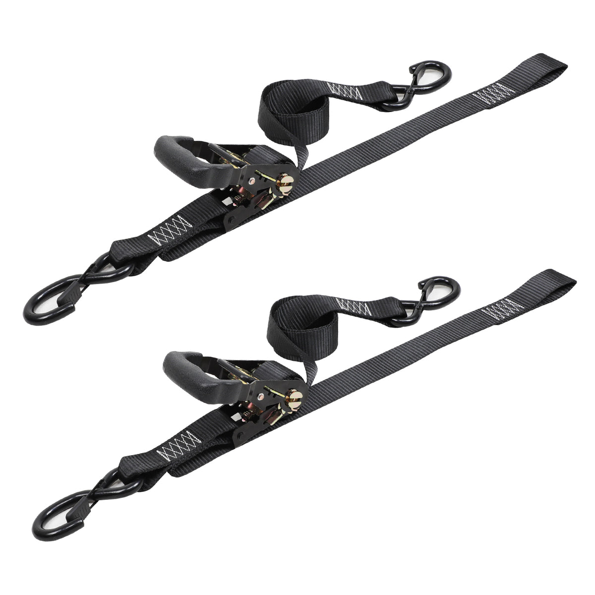3333Lb Break Strength Cam Buckle Tie Down Straps, 2 Packs, Black Y62320