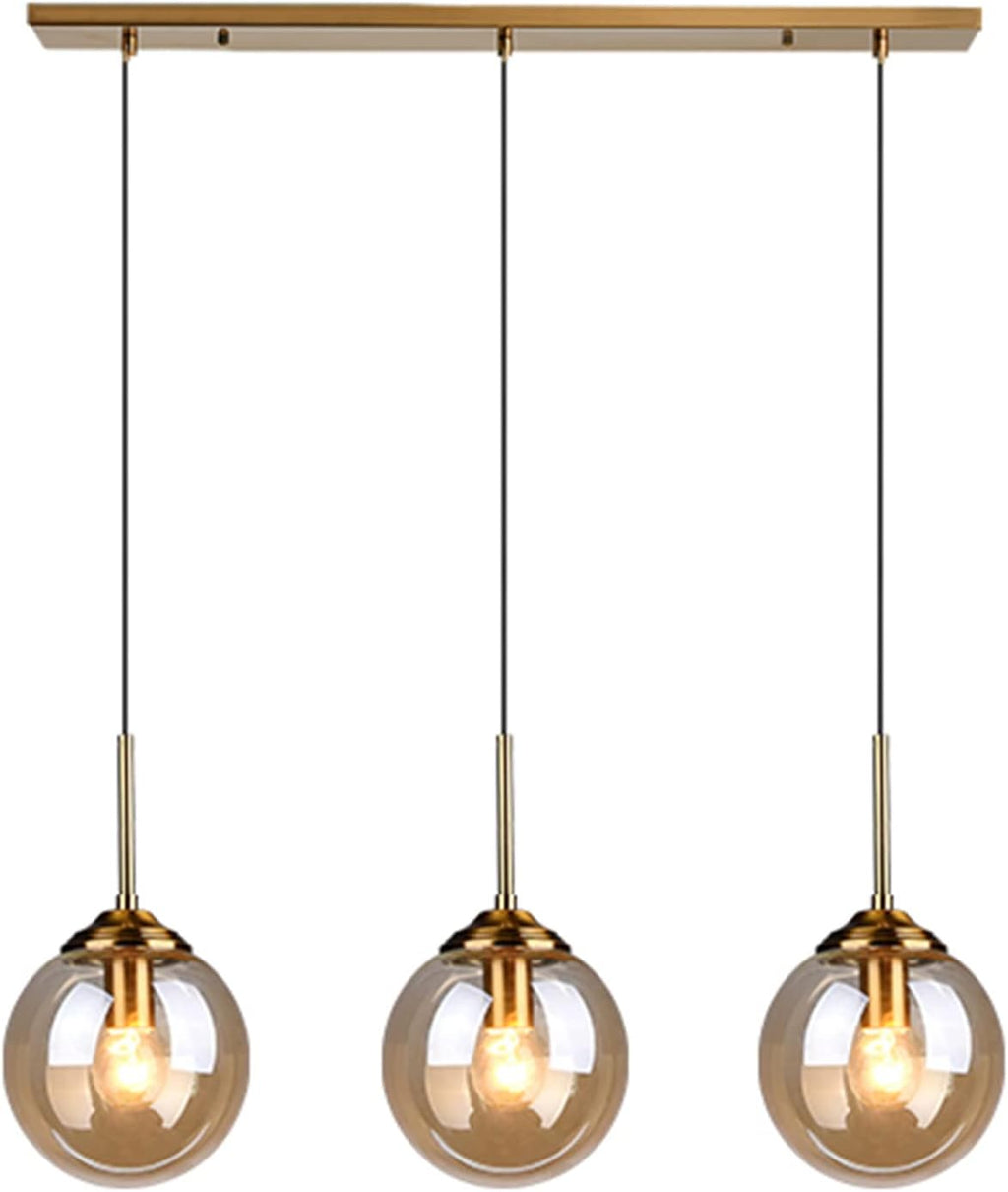 3 Light Brass Glass Pendant Light Fixtures C8583