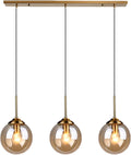 3 Light Brass Glass Pendant Light Fixtures C8583