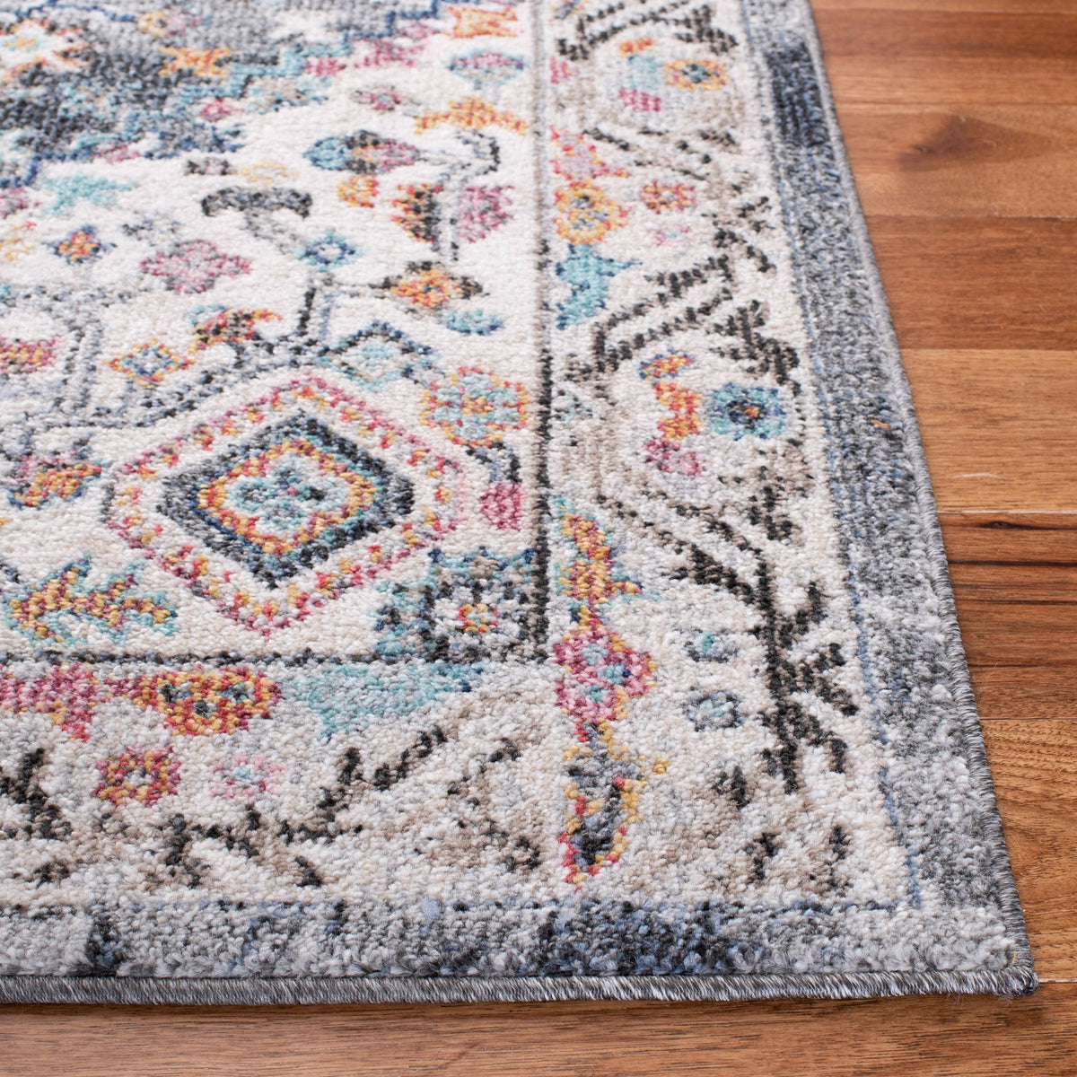 Ivory / Grey Round Rug W1282