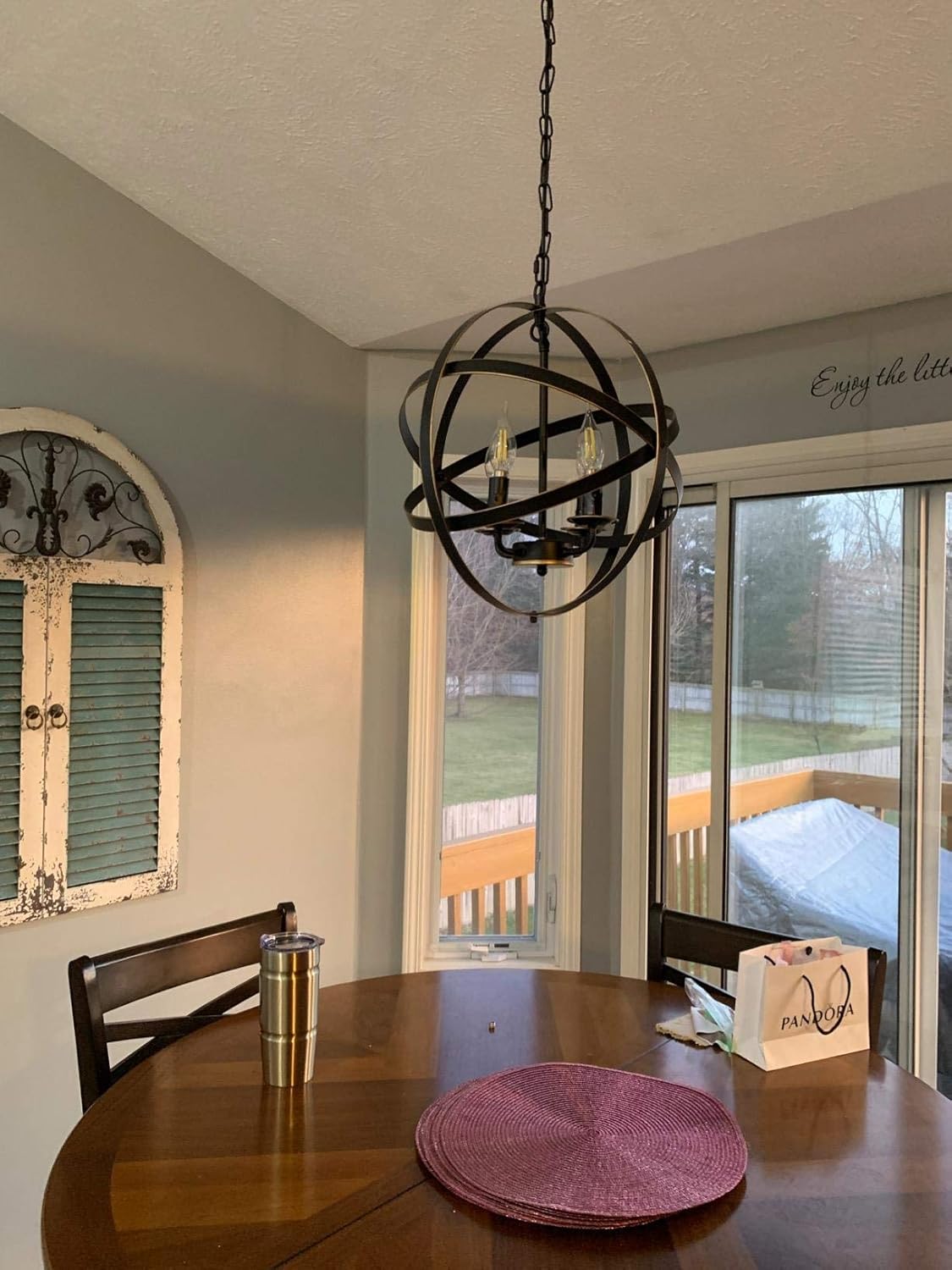 Black 4-Light Farmhouse Chandelier P544