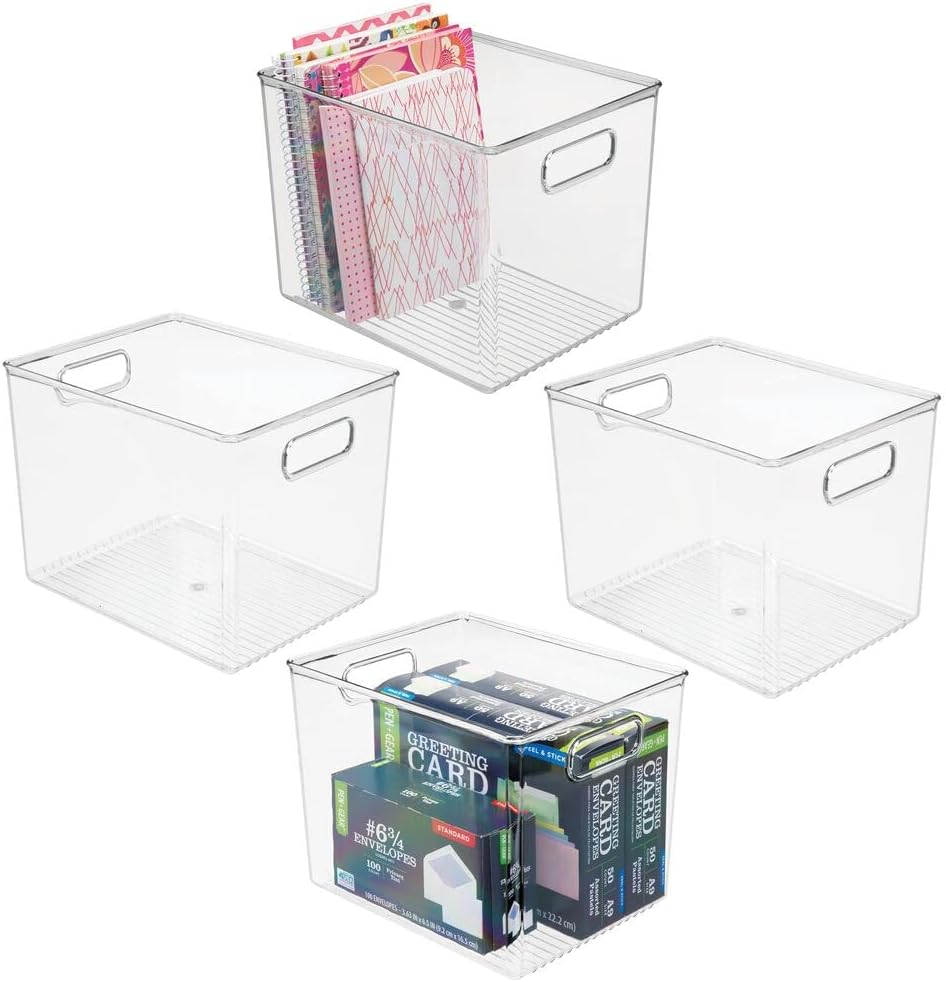 Clear Plastic Storage Bin with Handles, 10 Long, 4 Pack N19254