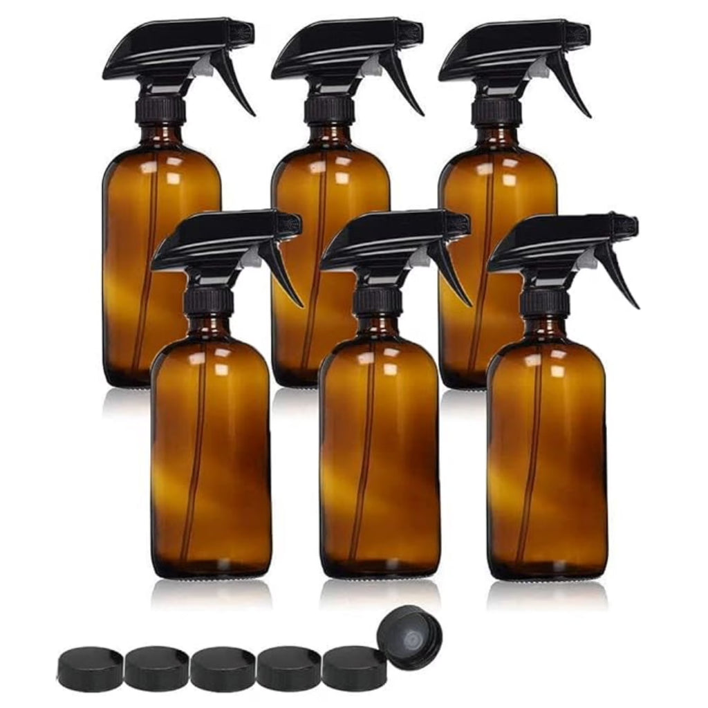 6 Pack 16 oz Amber Glass Spray Bottles T349728