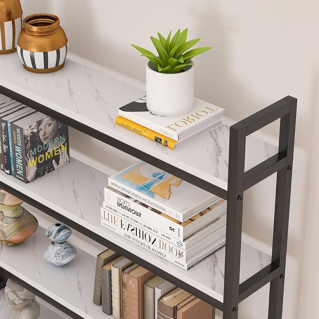 6-Tier Open Tall Bookcase with Iron Tube Frame (White) E1376