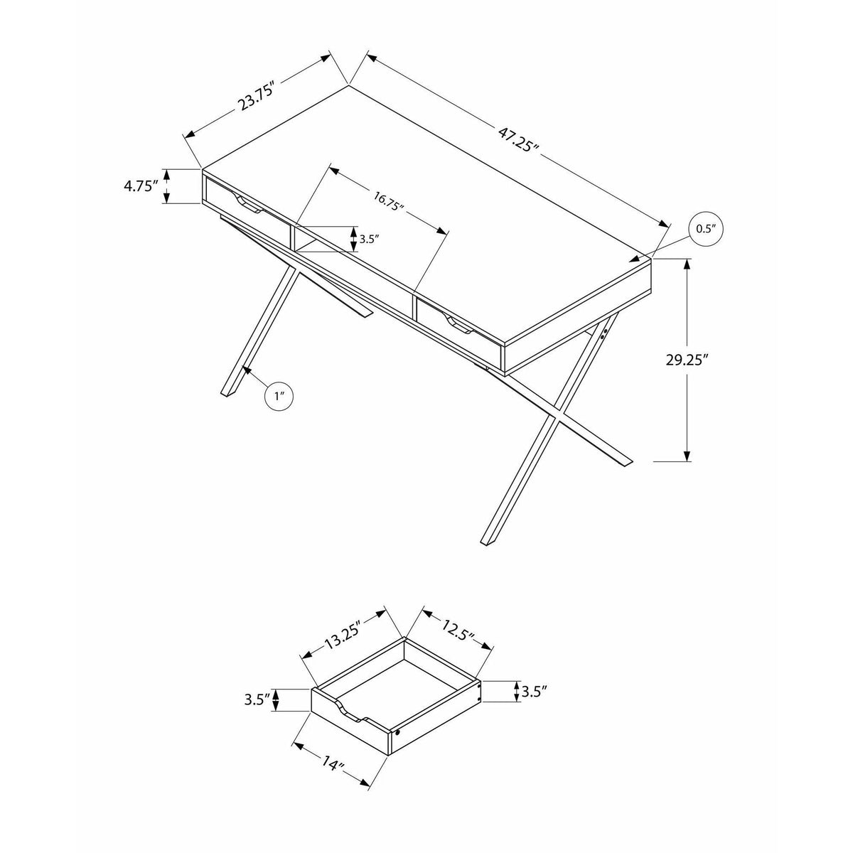 Cappuccino Gold Metal Computer Desk Q709781