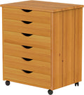 6 Drawer Wide Roll Cart, Medium Pine, Pack of 2 P53949