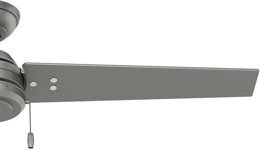 Matte Silver 52 3 Blade Wooden Indoor Outdoor Ceiling Fan with Light Kit J2942